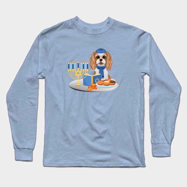 Hanukkah Blenheim Cavalier King Charles Spaniel Long Sleeve T-Shirt by Cavalier Gifts